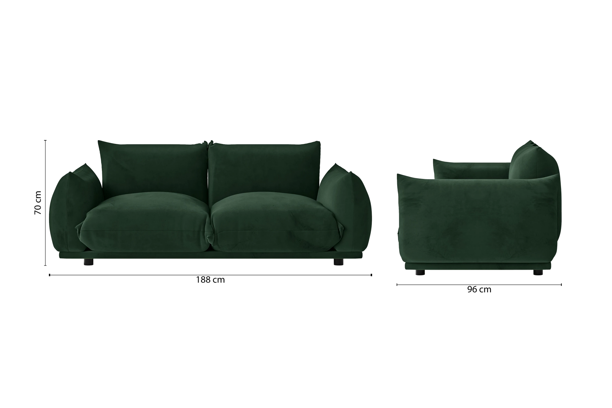 Minneapolis 2 Seater Sofa Green Velvet