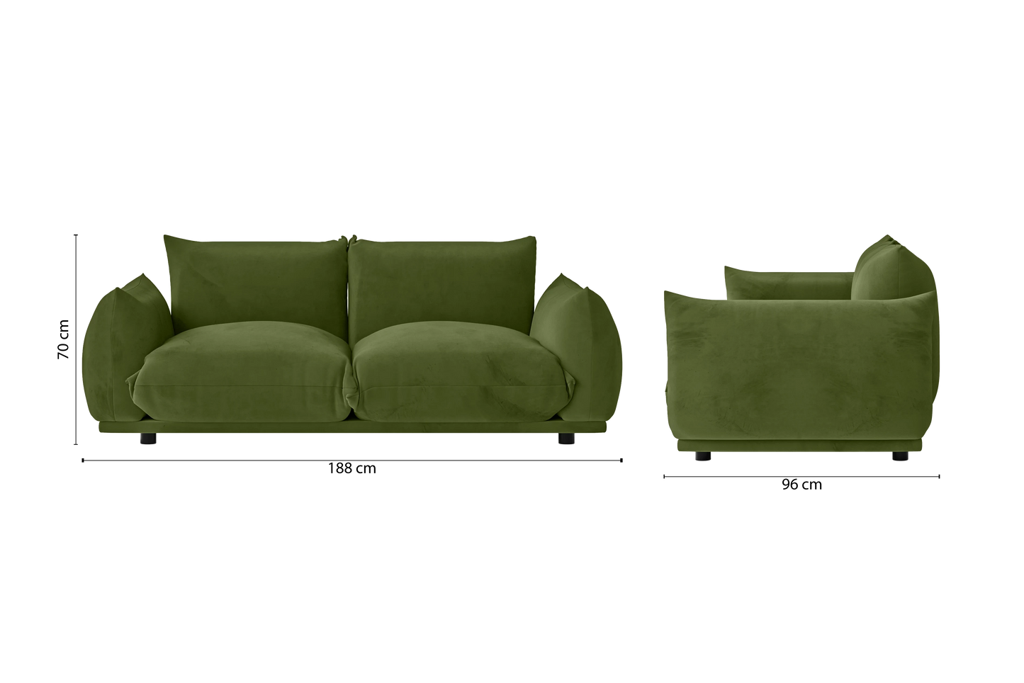 Minneapolis 2 Seater Sofa Lime Velvet