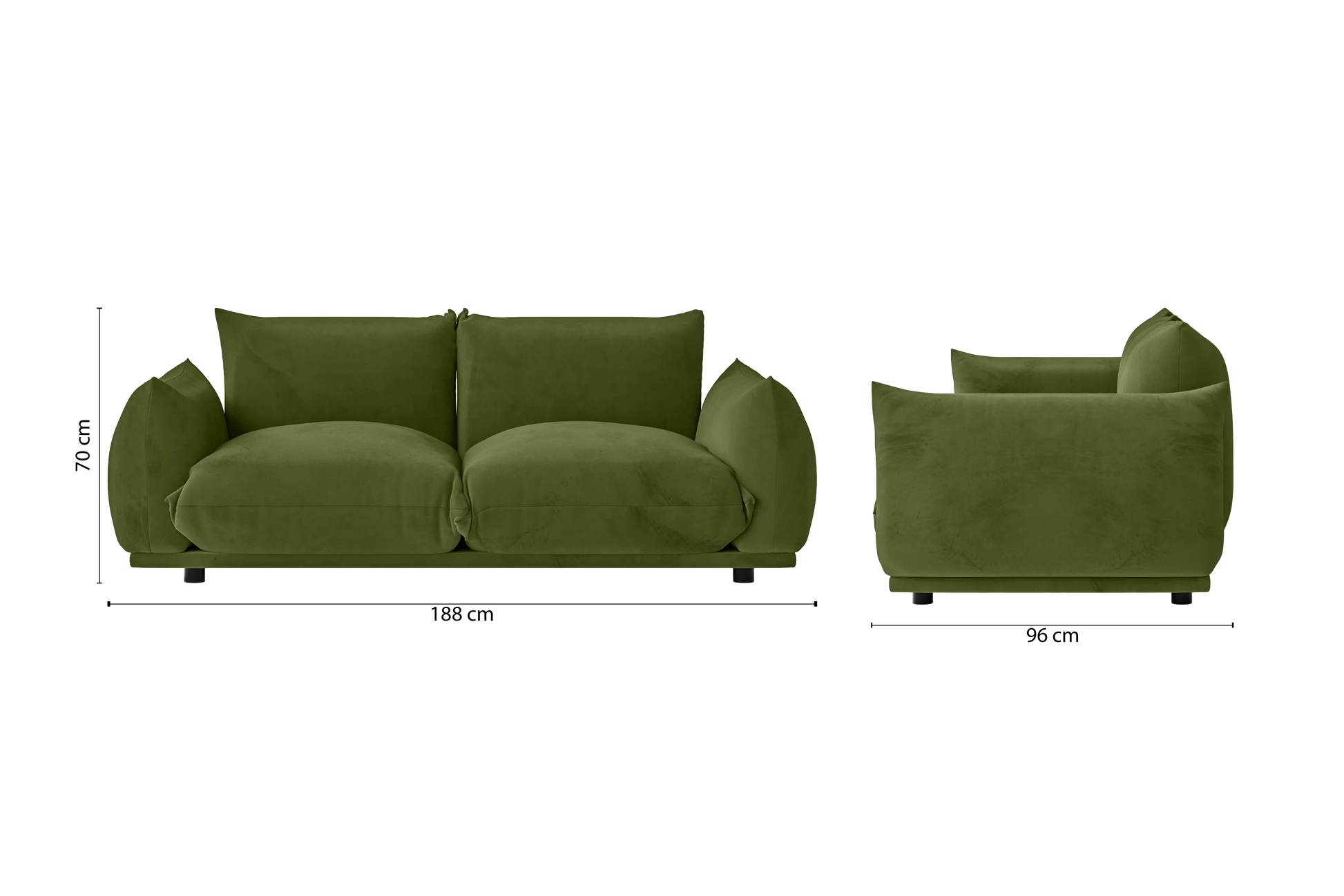 Minneapolis 2 Seater Sofa Lime Velvet