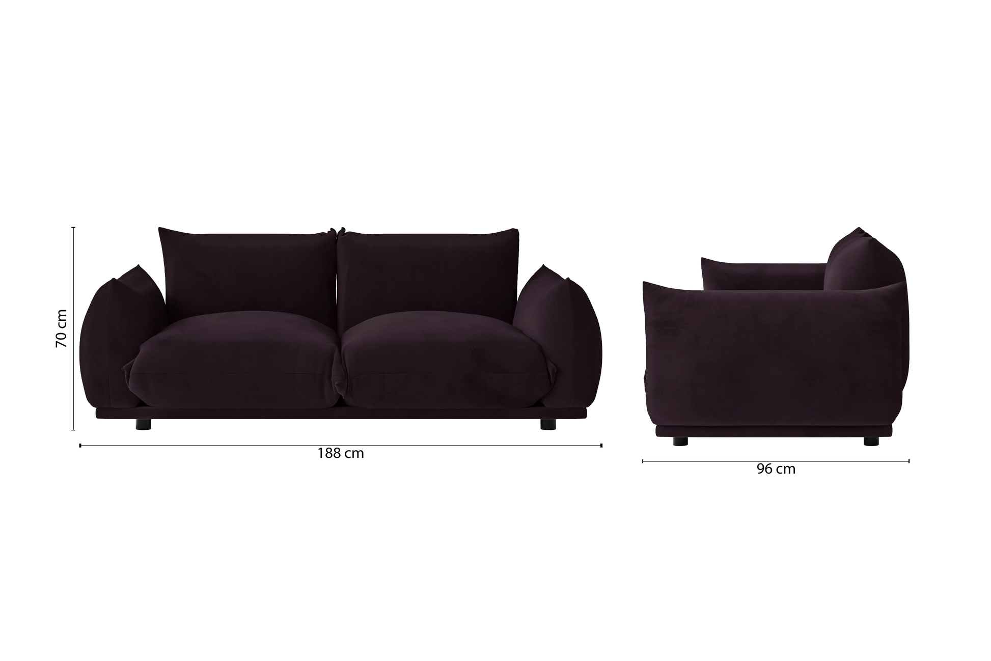 Minneapolis 2 Seater Sofa Purple Velvet