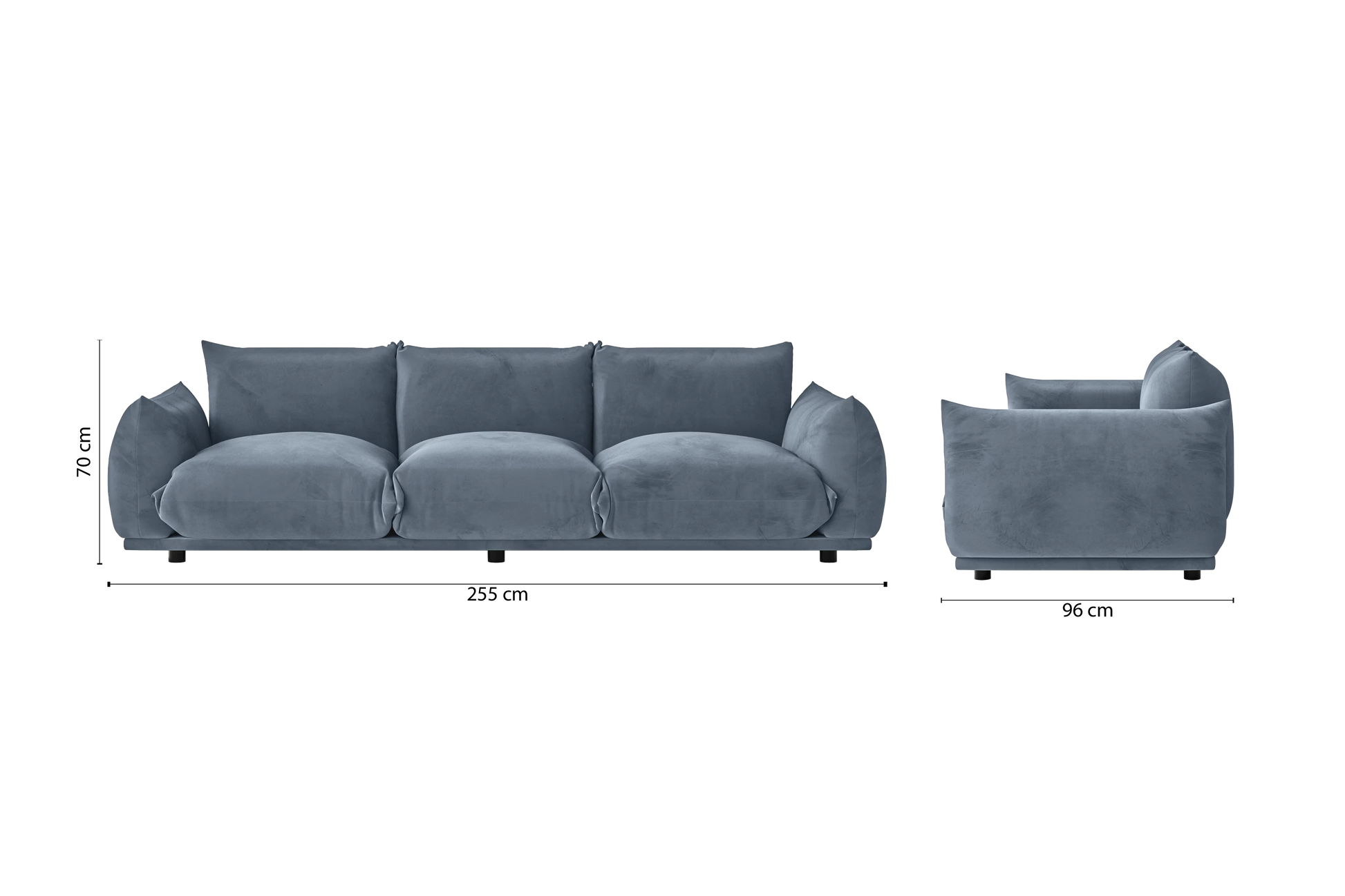 Minneapolis 3 Seater Sofa Baby Blue Velvet