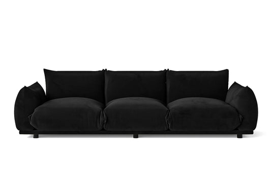 Minneapolis 3 Seater Sofa Black Velvet