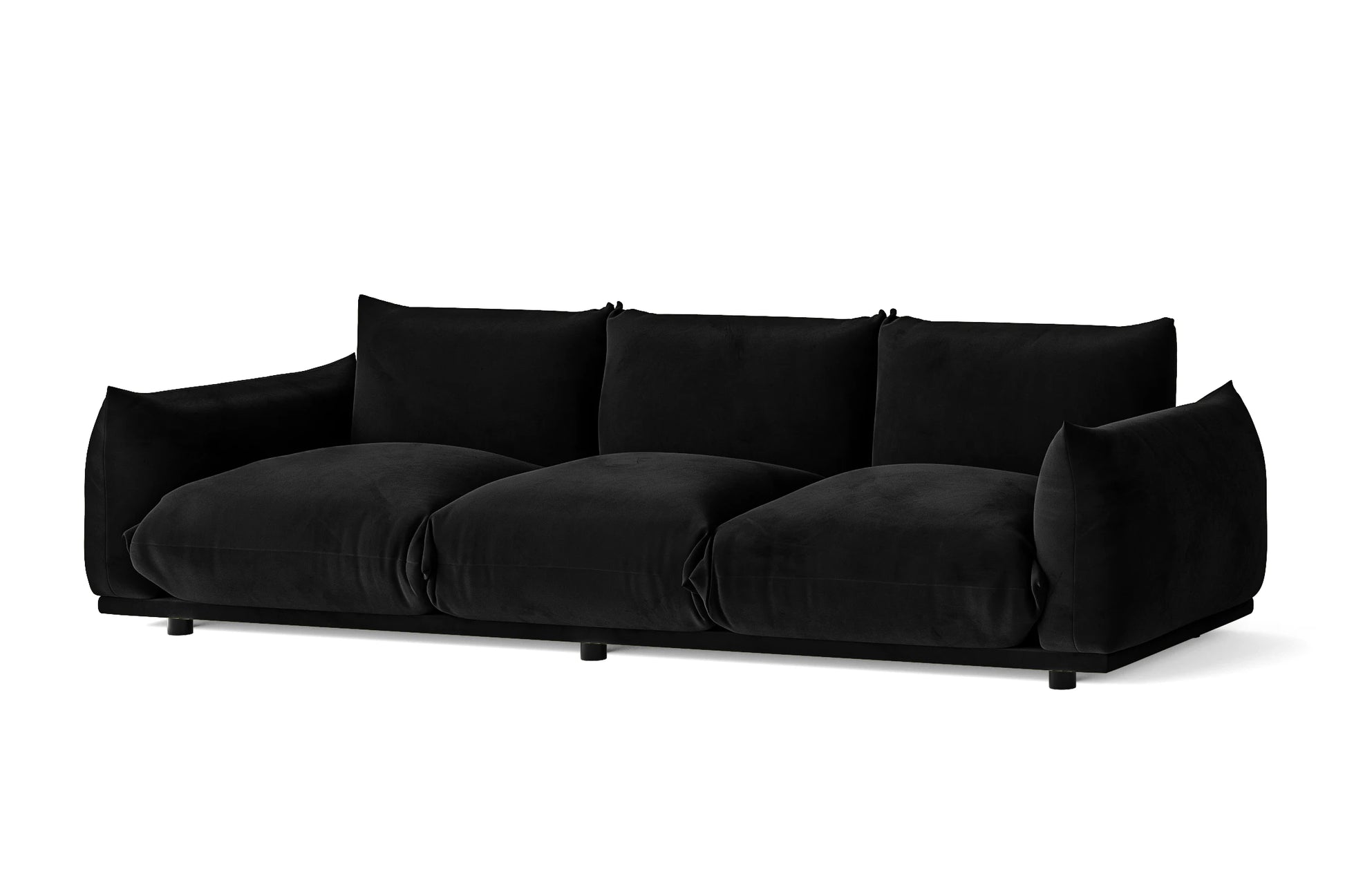 Minneapolis 3 Seater Sofa Black Velvet