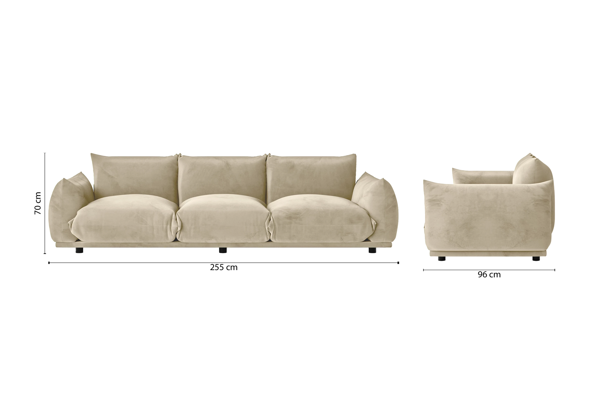 Minneapolis 3 Seater Sofa Cream Velvet