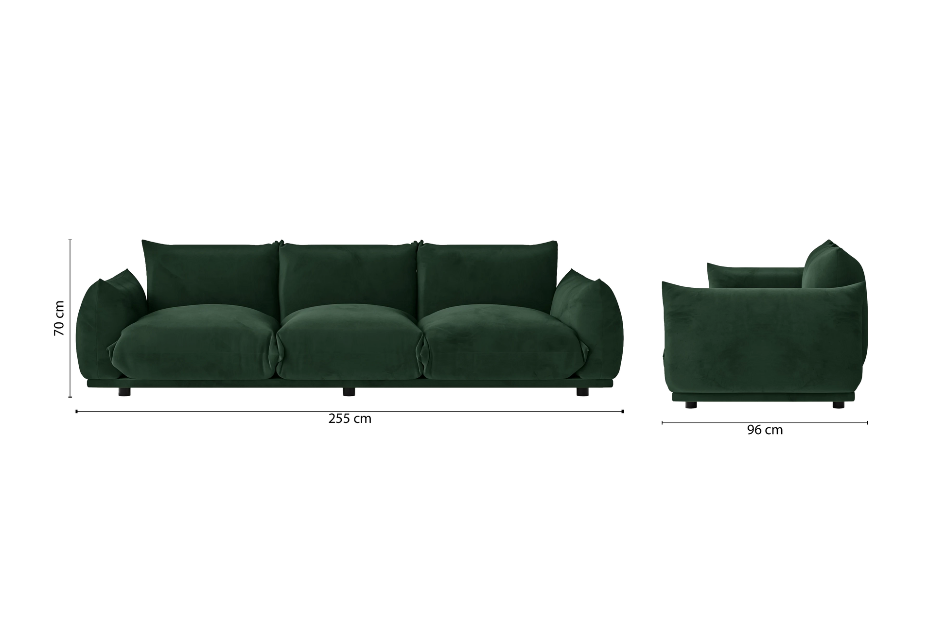 Minneapolis 3 Seater Sofa Green Velvet