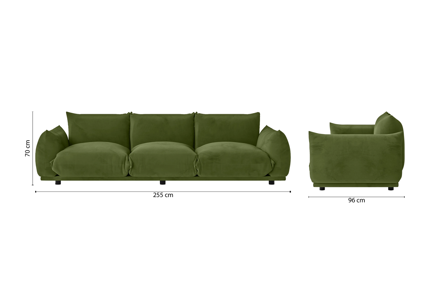 Minneapolis 3 Seater Sofa Lime Velvet