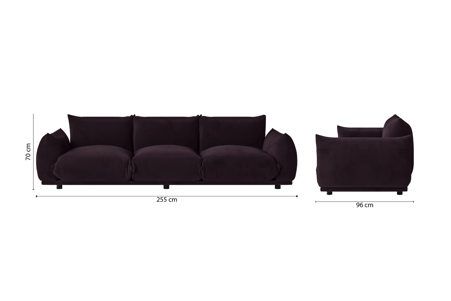 Minneapolis 3 Seater Sofa Purple Velvet