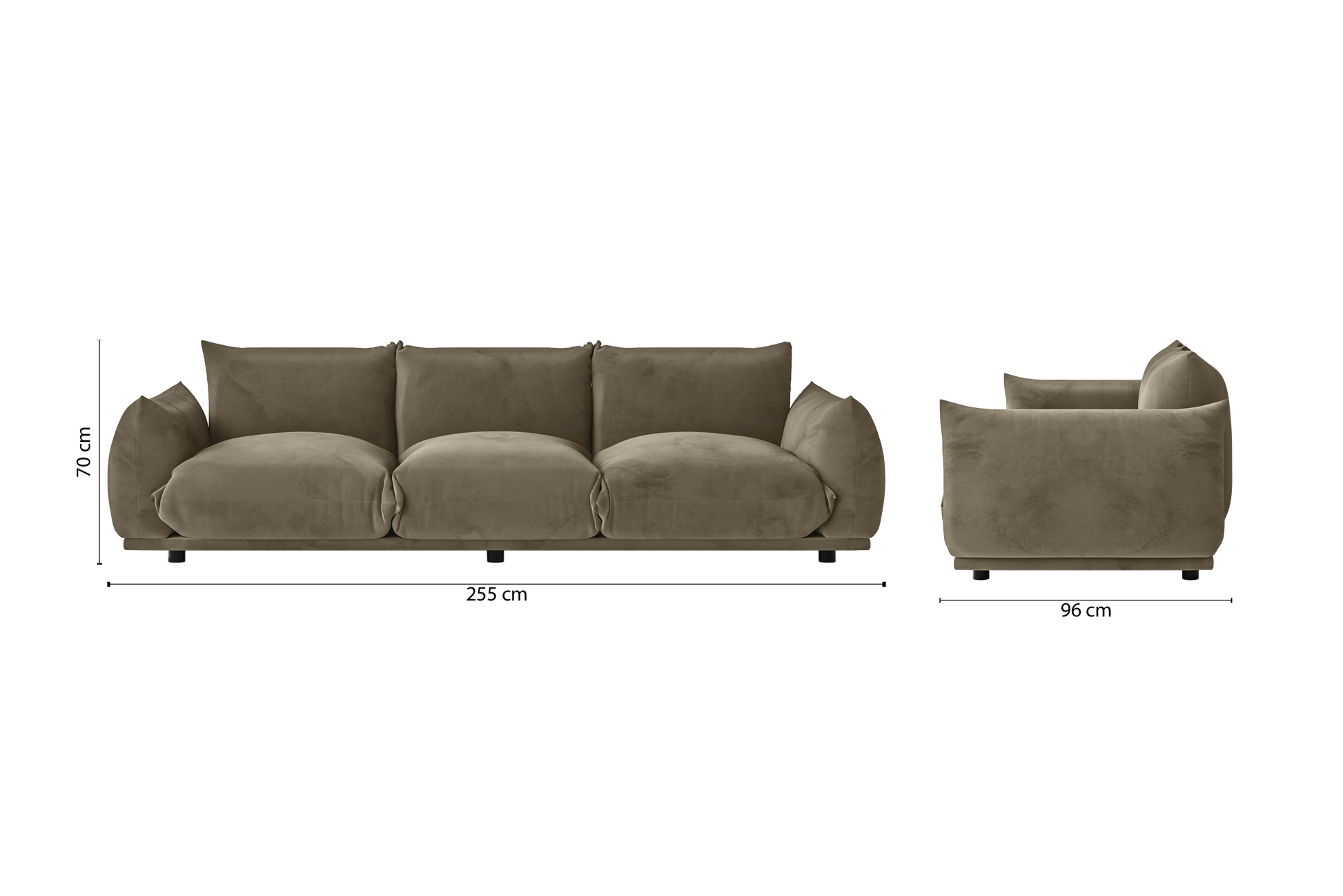 Minneapolis 3 Seater Sofa Sand Velvet