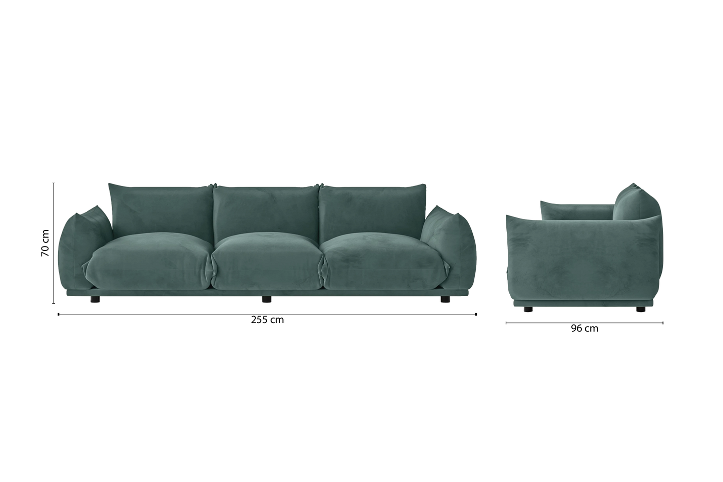 Minneapolis 3 Seater Sofa Teal Velvet