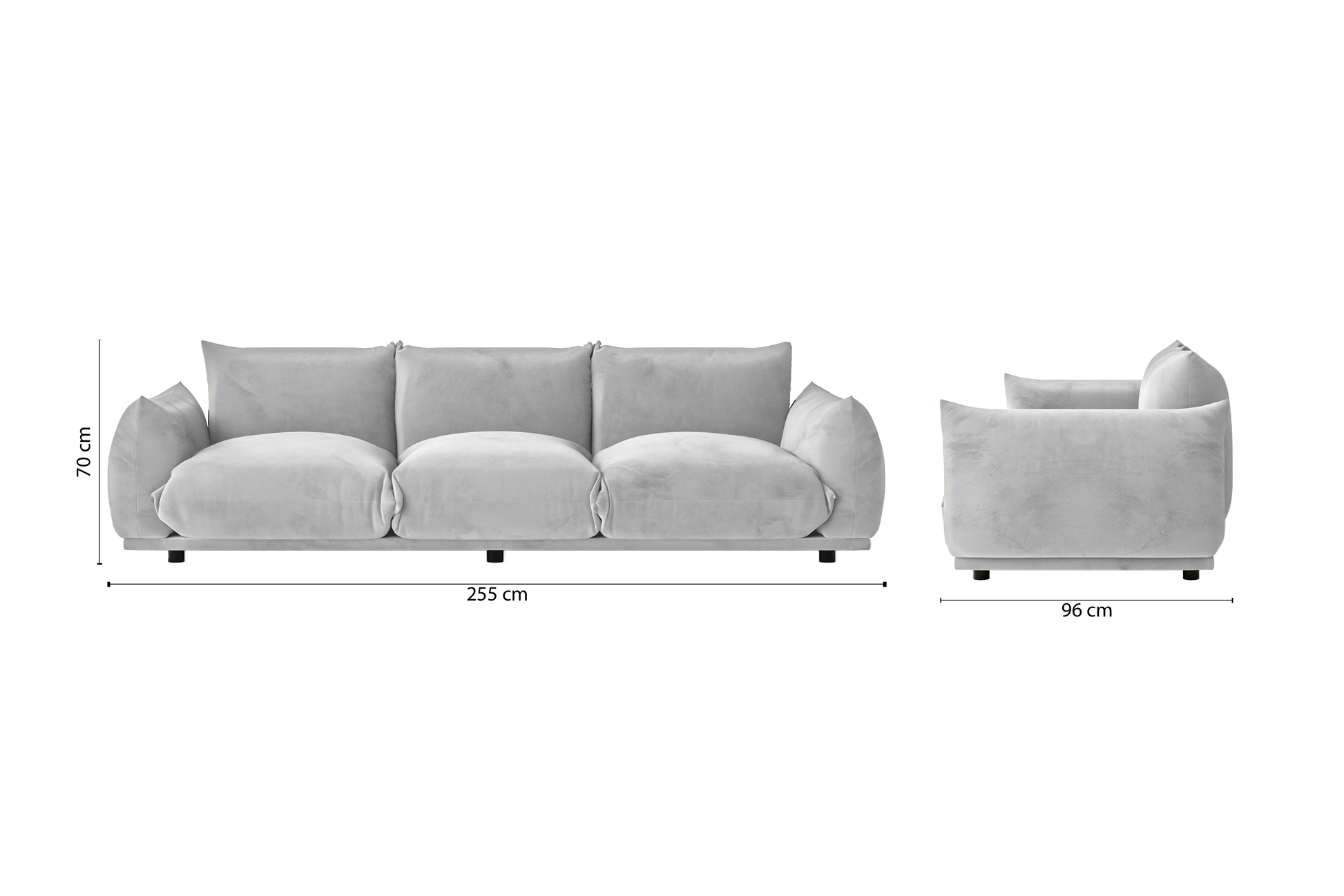 Minneapolis 3 Seater Sofa White Velvet