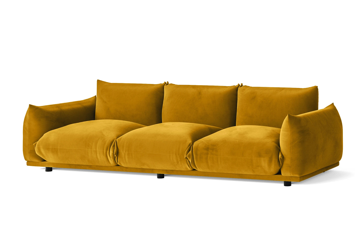 Minneapolis 3 Seater Sofa Yellow Velvet