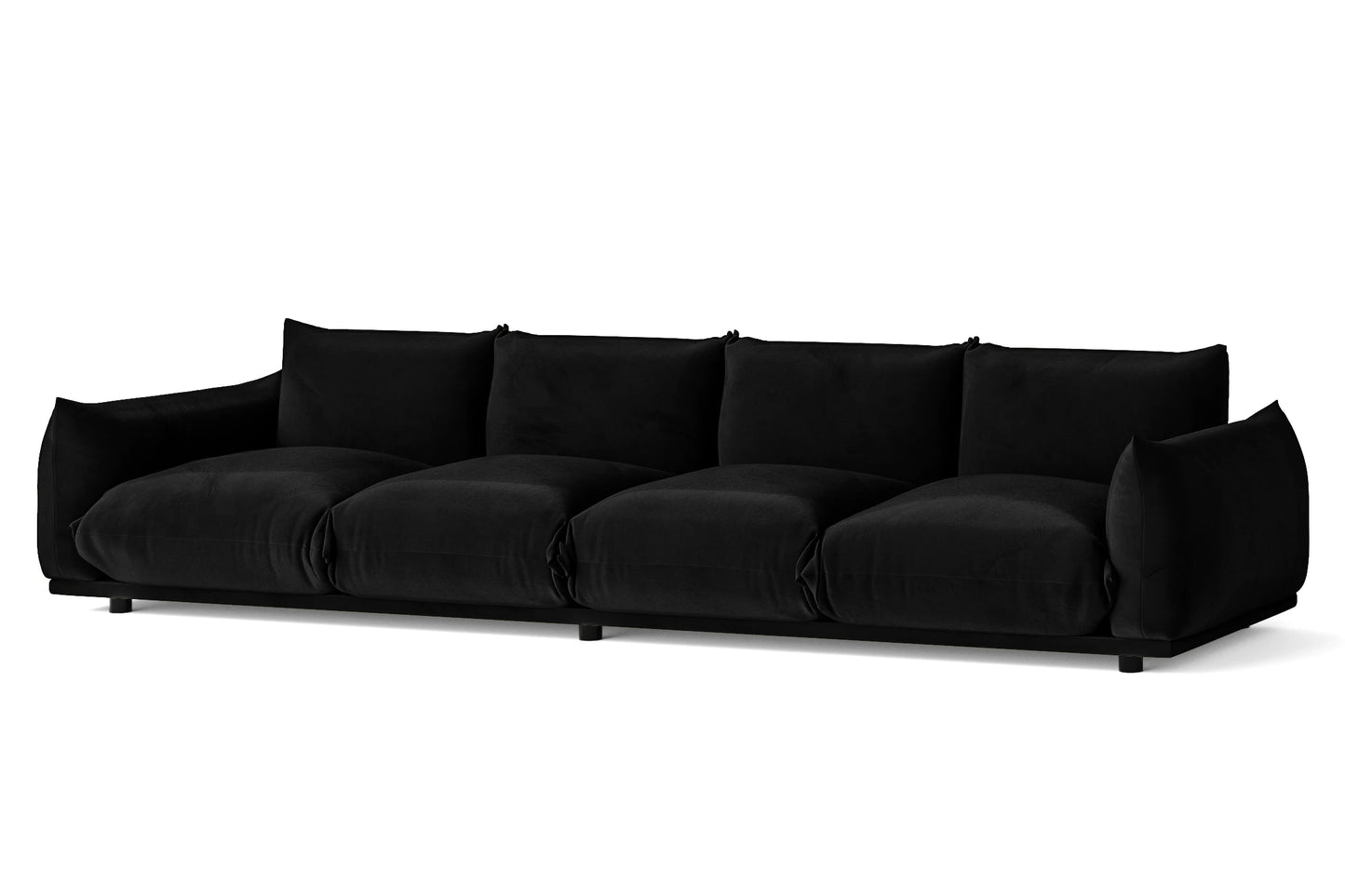 Minneapolis 4 Seater Sofa Black Velvet