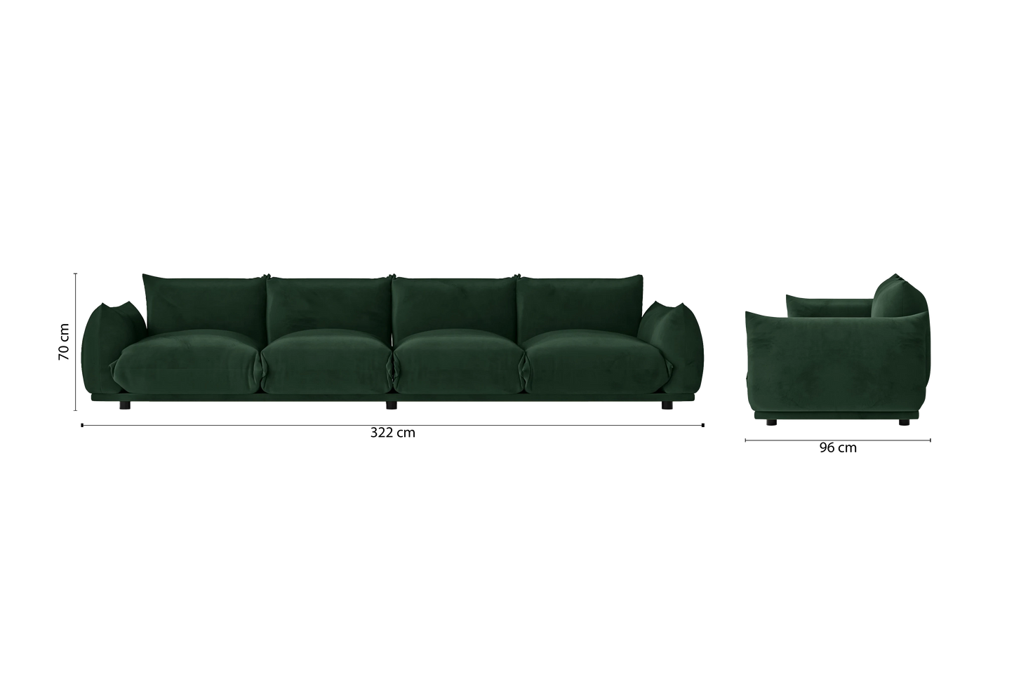 Minneapolis 4 Seater Sofa Green Velvet