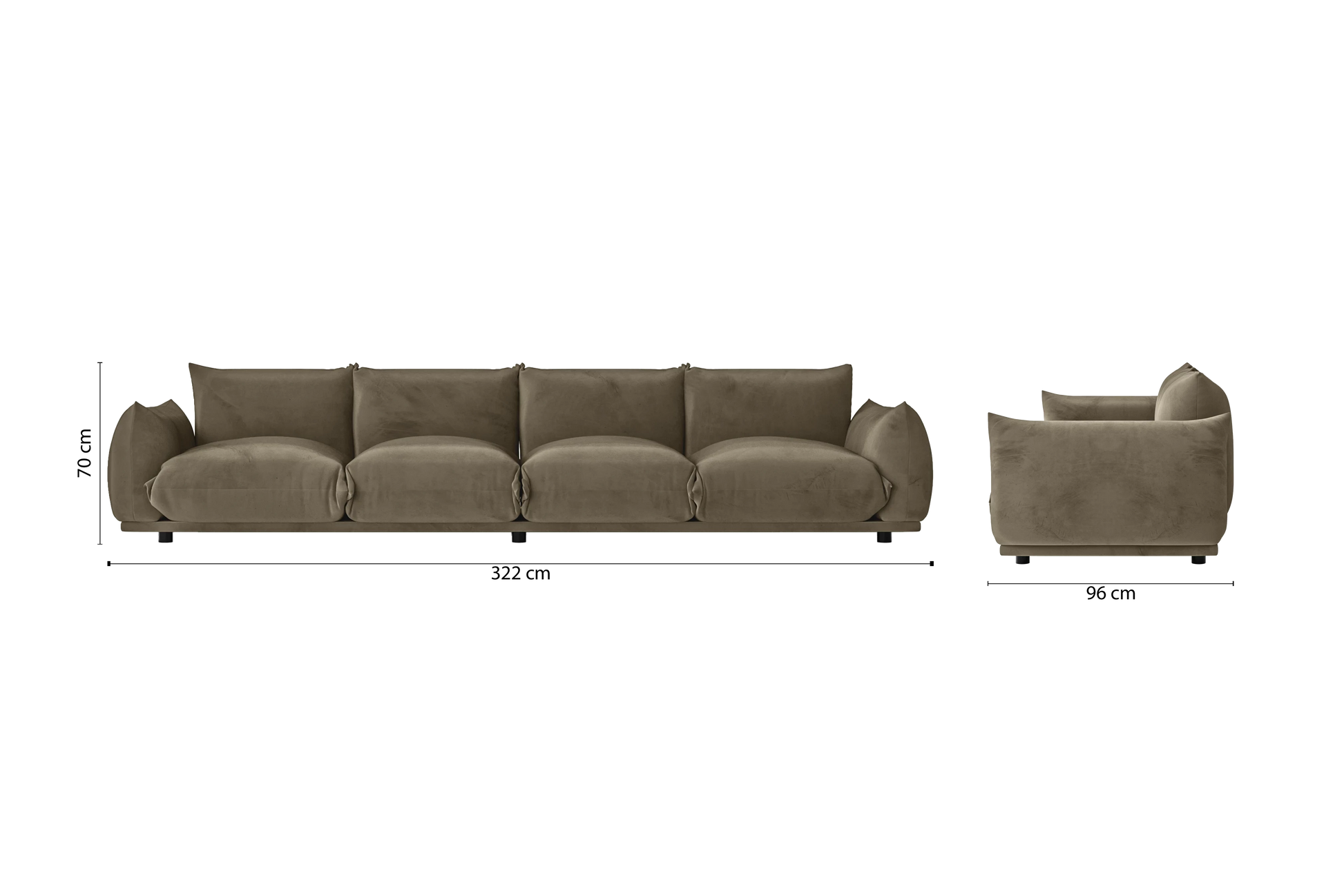 Minneapolis 4 Seater Sofa Sand Velvet