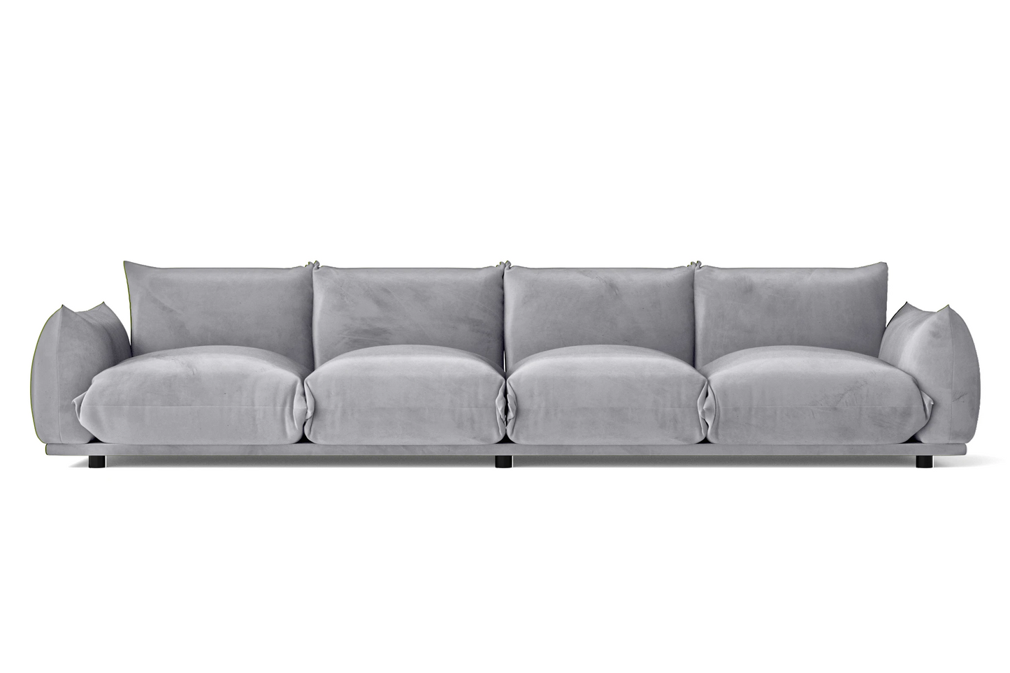 Minneapolis 4 Seater Sofa Silver Velvet