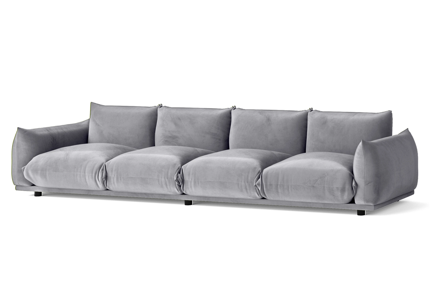 Minneapolis 4 Seater Sofa Silver Velvet