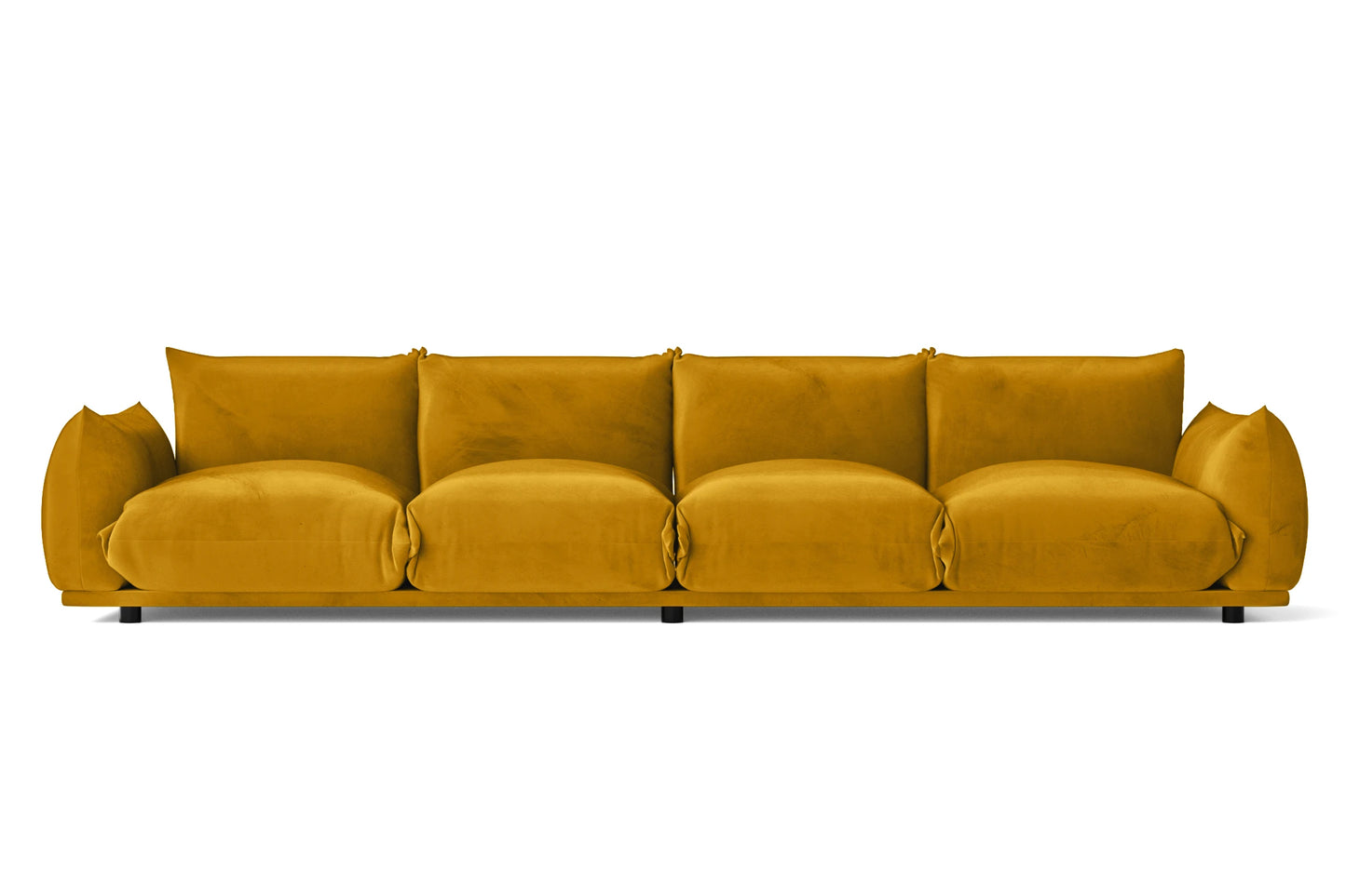 Minneapolis 4 Seater Sofa Yellow Velvet