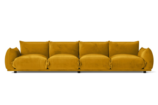 Minneapolis 4 Seater Sofa Yellow Velvet