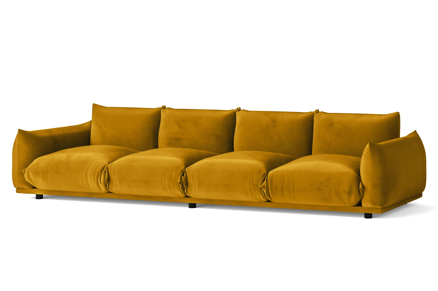 Minneapolis 4 Seater Sofa Yellow Velvet