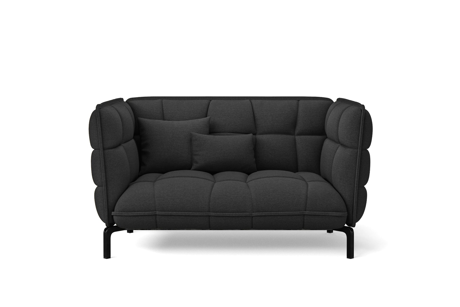 Modica 2 Seater Sofa Black Linen Fabric