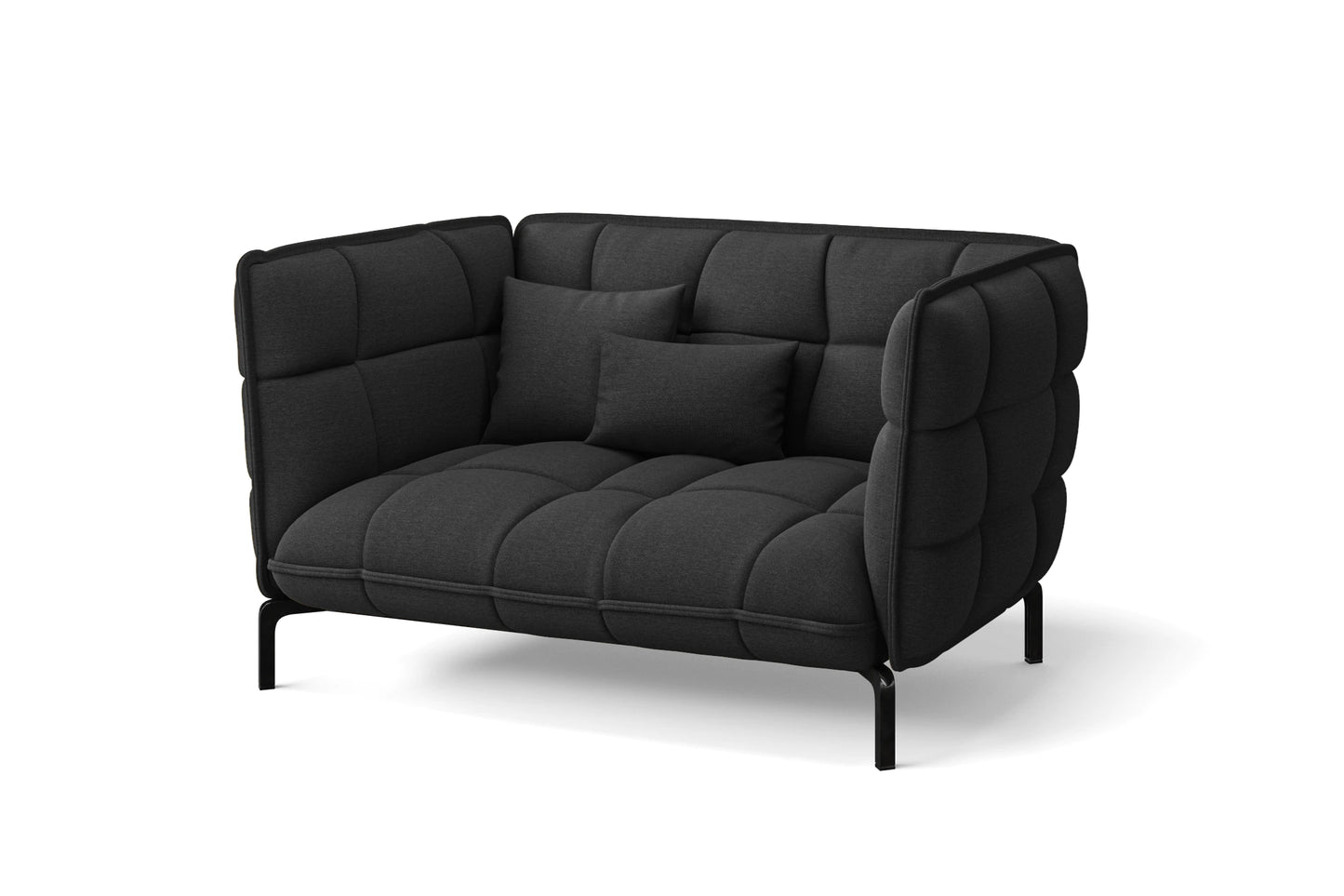 Modica 2 Seater Sofa Black Linen Fabric