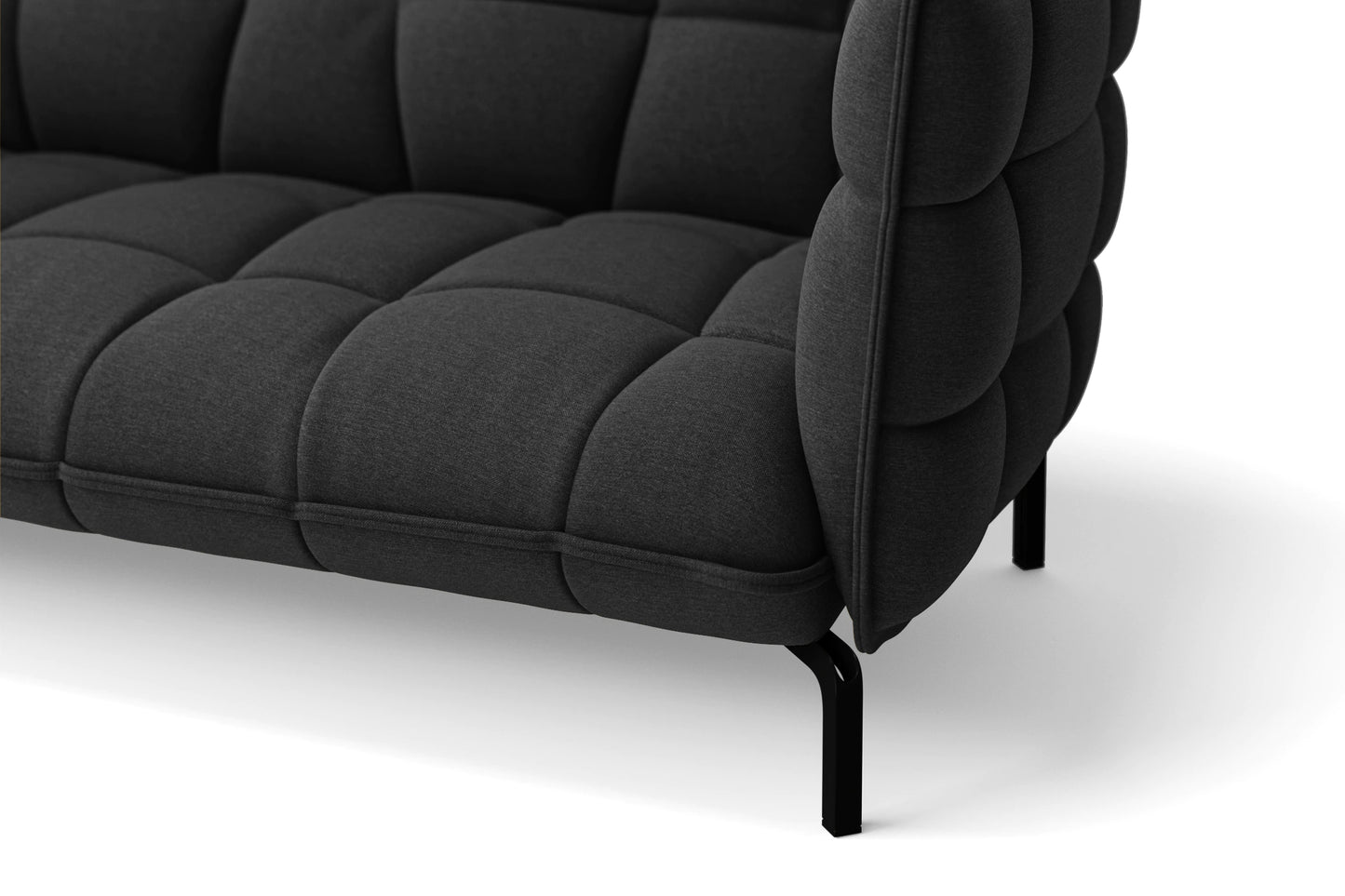 Modica 2 Seater Sofa Black Linen Fabric