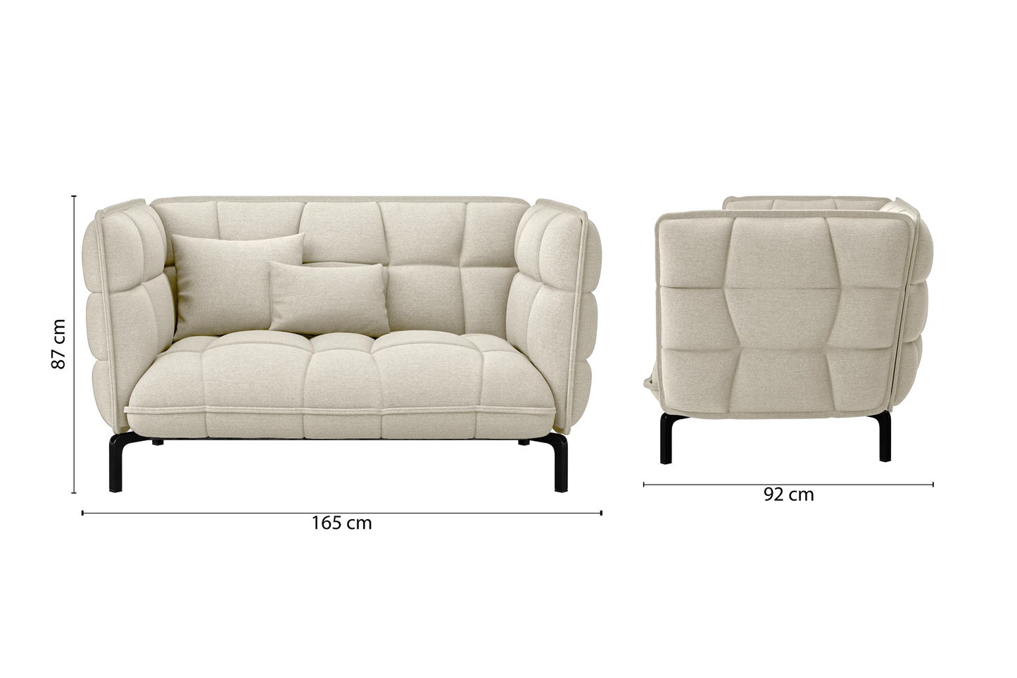 Modica 2 Seater Sofa Cream Linen Fabric