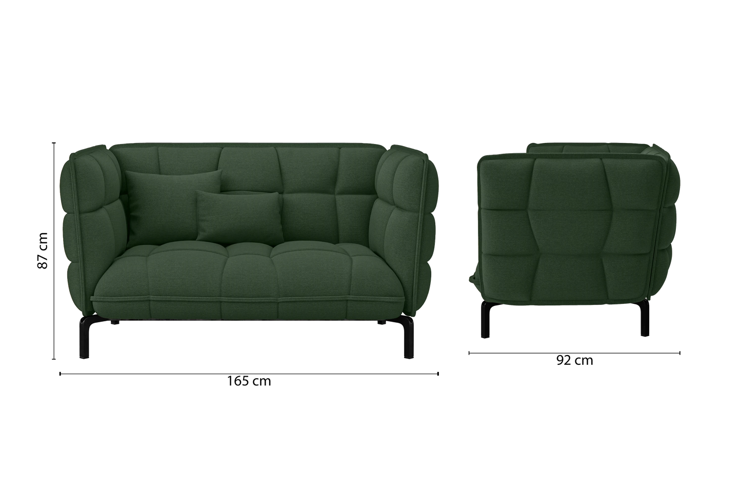 Modica 2 Seater Sofa Forest Green Linen Fabric