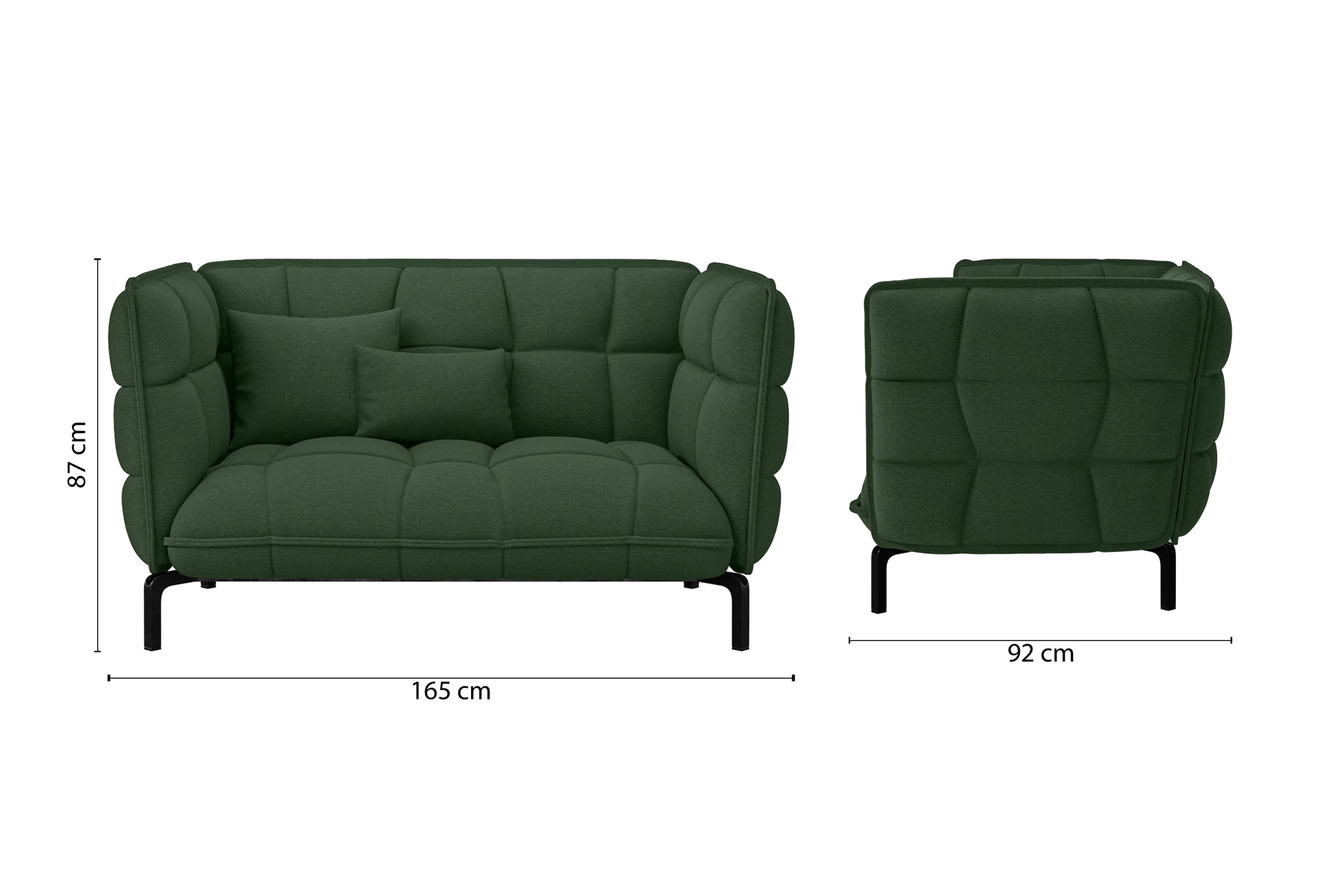 Modica 2 Seater Sofa Forest Green Linen Fabric