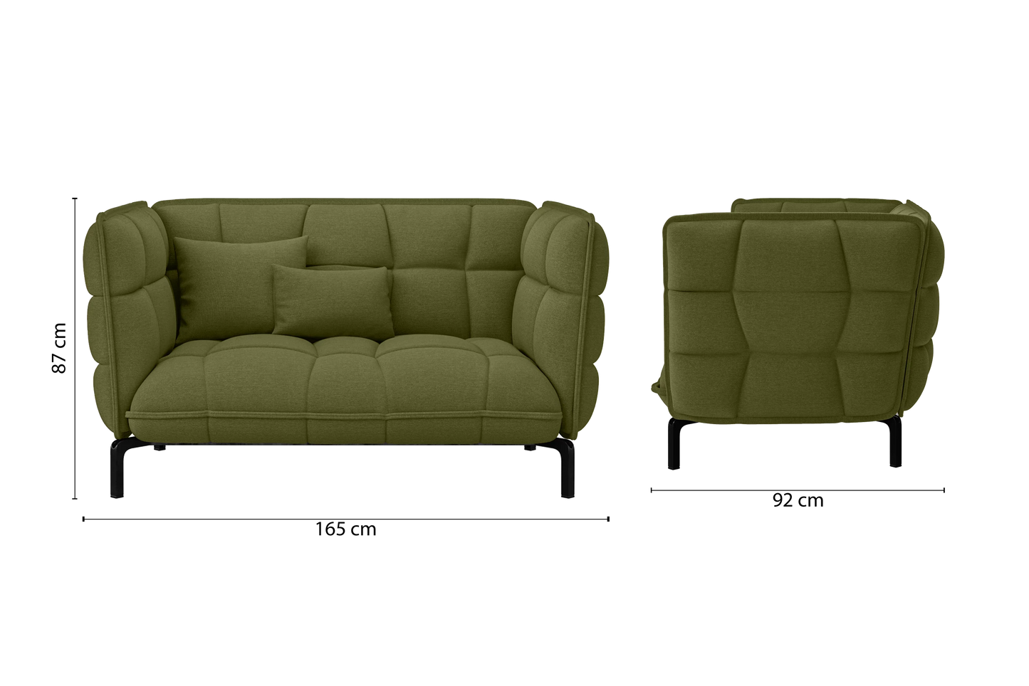 Modica 2 Seater Sofa Olive Linen Fabric