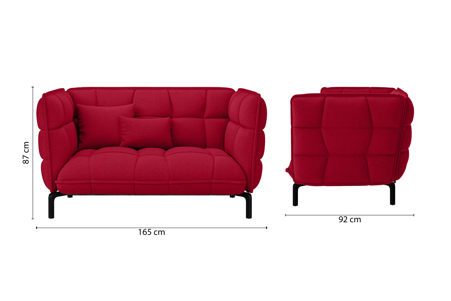 Modica 2 Seater Sofa Red Linen Fabric