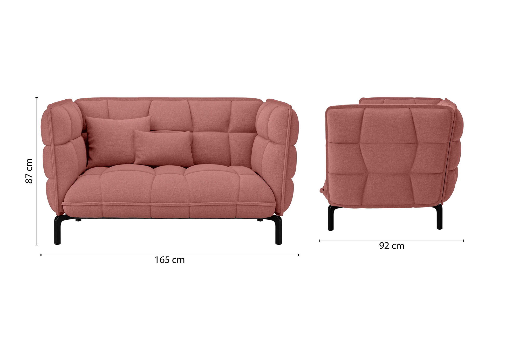 Modica 2 Seater Sofa Rose Pink Linen Fabric