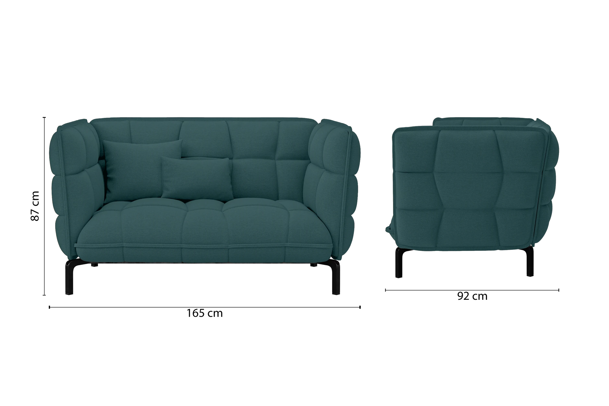 Modica 2 Seater Sofa Teal Linen Fabric