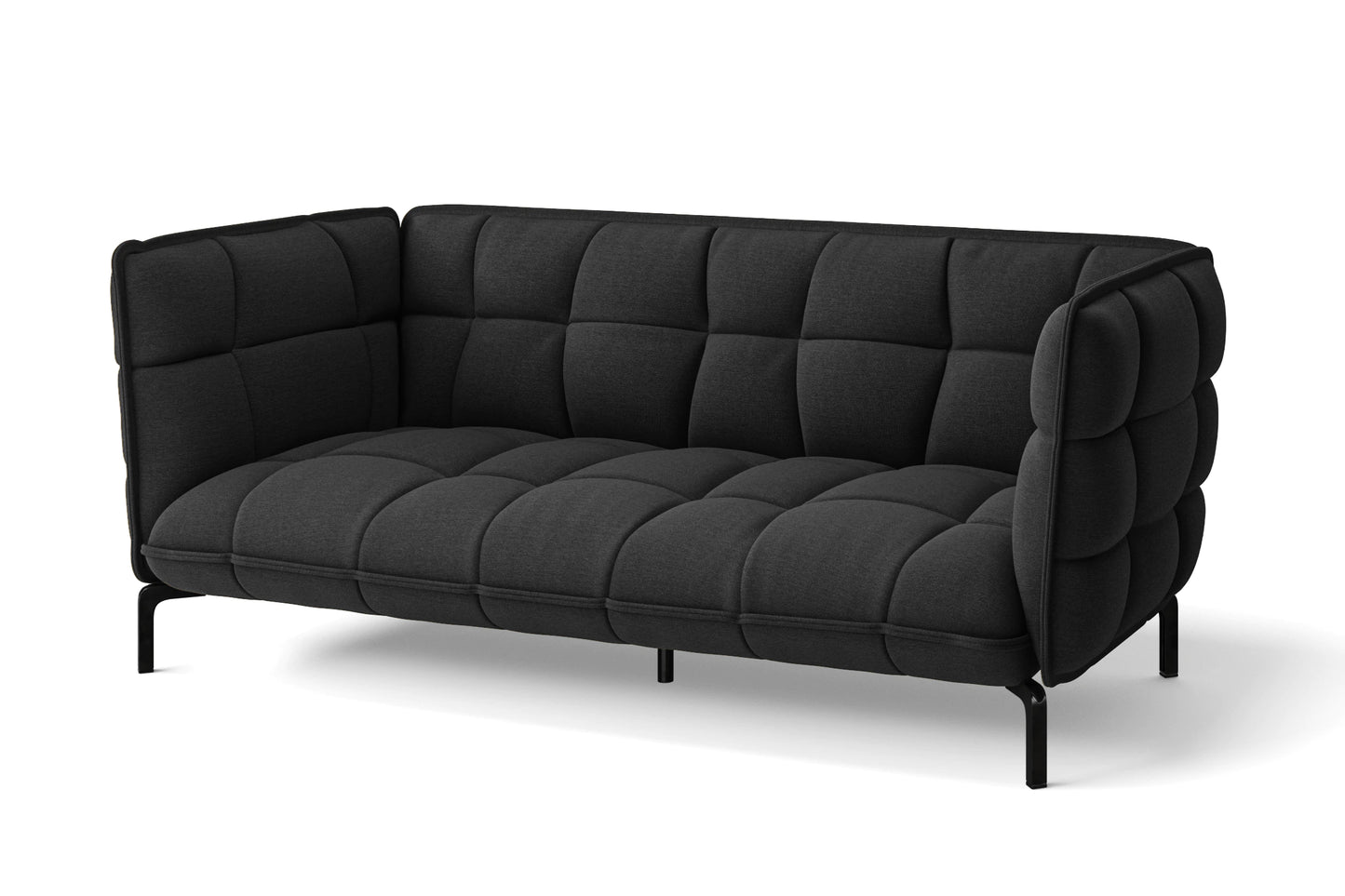 Modica 3 Seater Sofa Black Linen Fabric