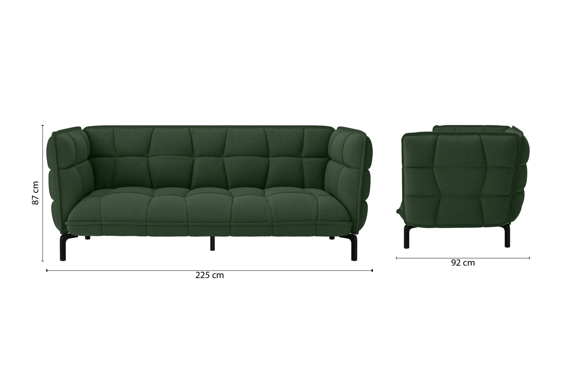 Modica 3 Seater Sofa Forest Green Linen Fabric