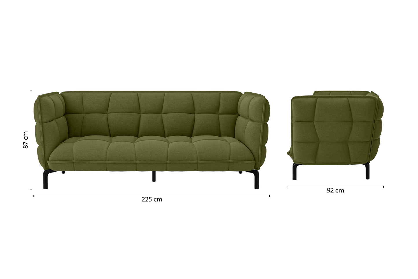 Modica 3 Seater Sofa Olive Linen Fabric