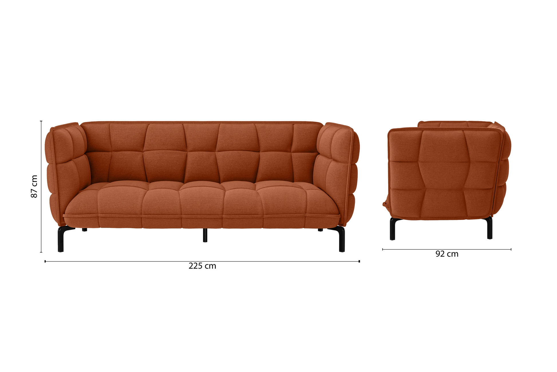 Modica 3 Seater Sofa Orange Linen Fabric