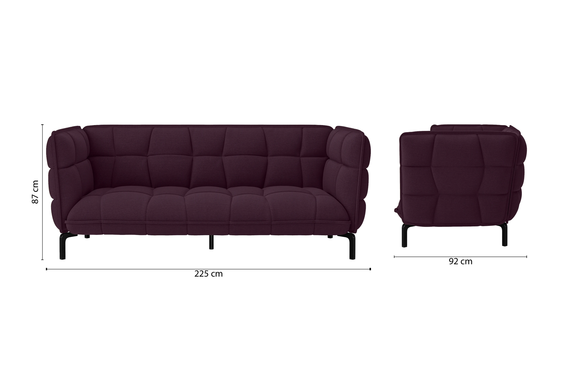 Modica 3 Seater Sofa Purple Linen Fabric