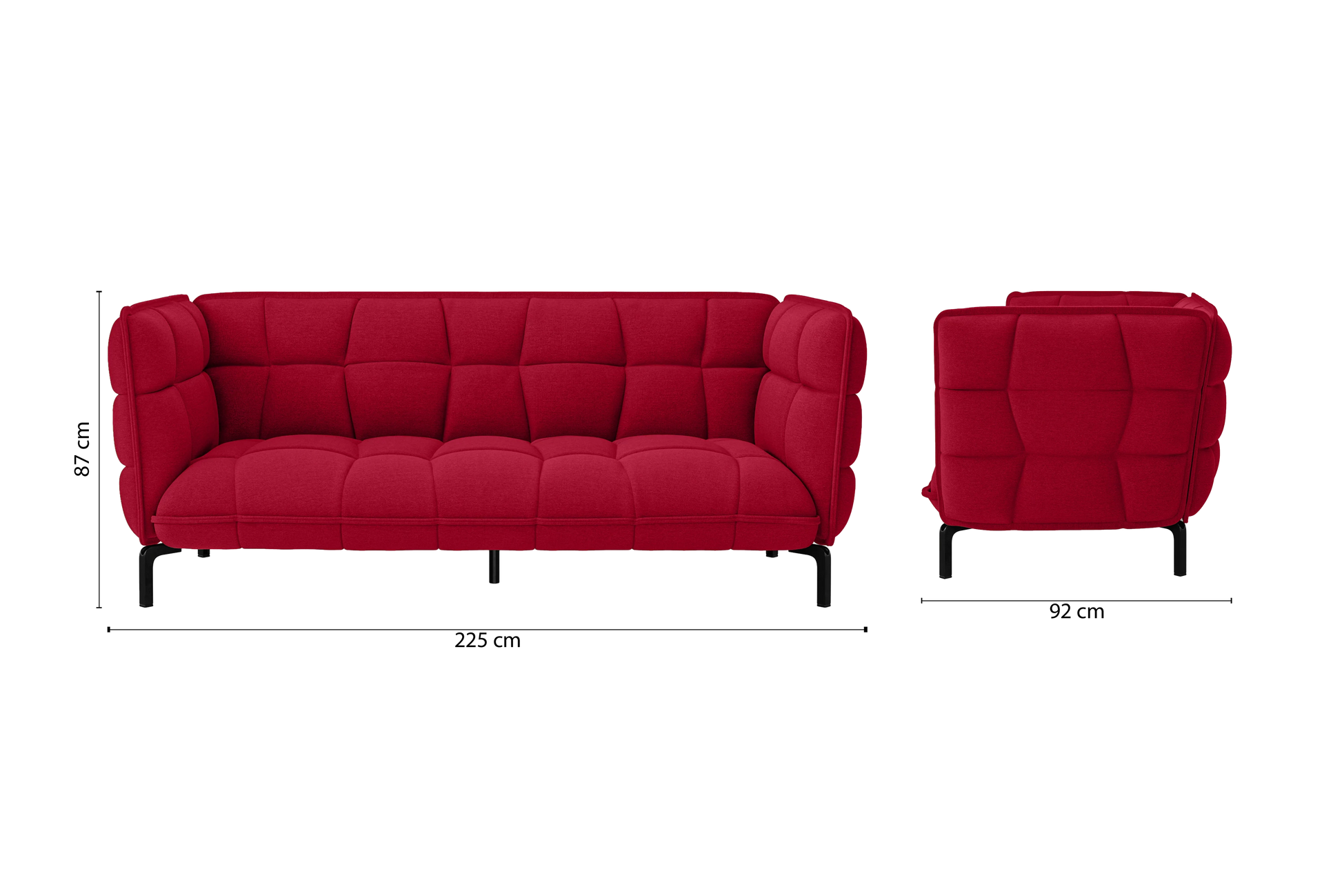 Modica 3 Seater Sofa Red Linen Fabric