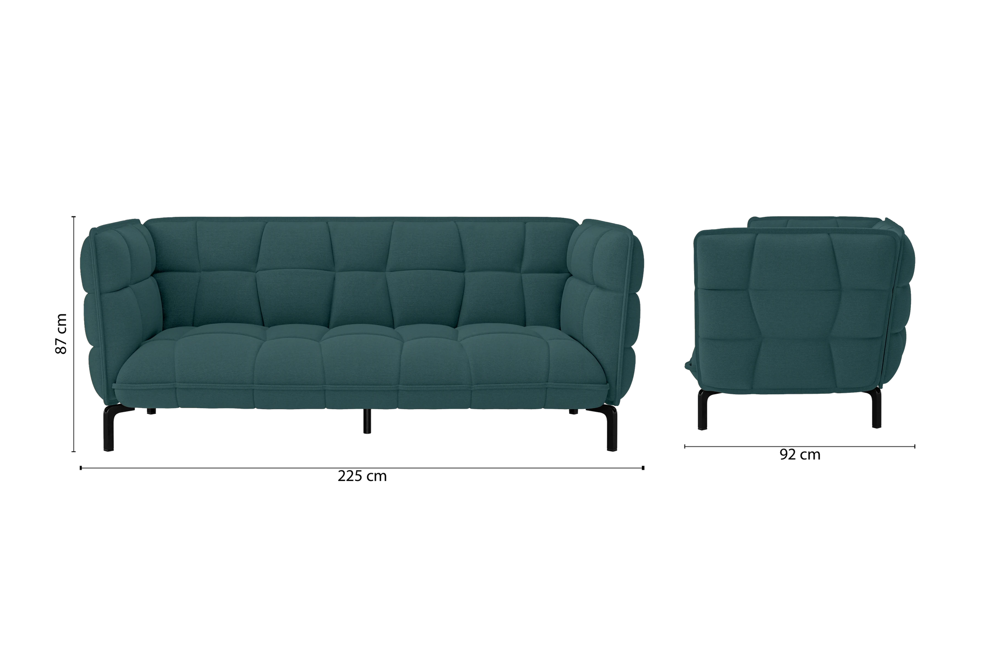 Modica 3 Seater Sofa Teal Linen Fabric