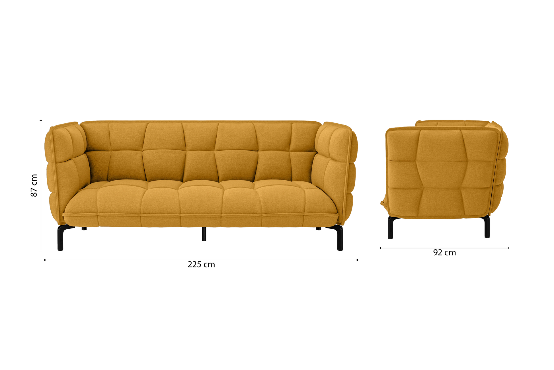 Modica 3 Seater Sofa Yellow Linen Fabric