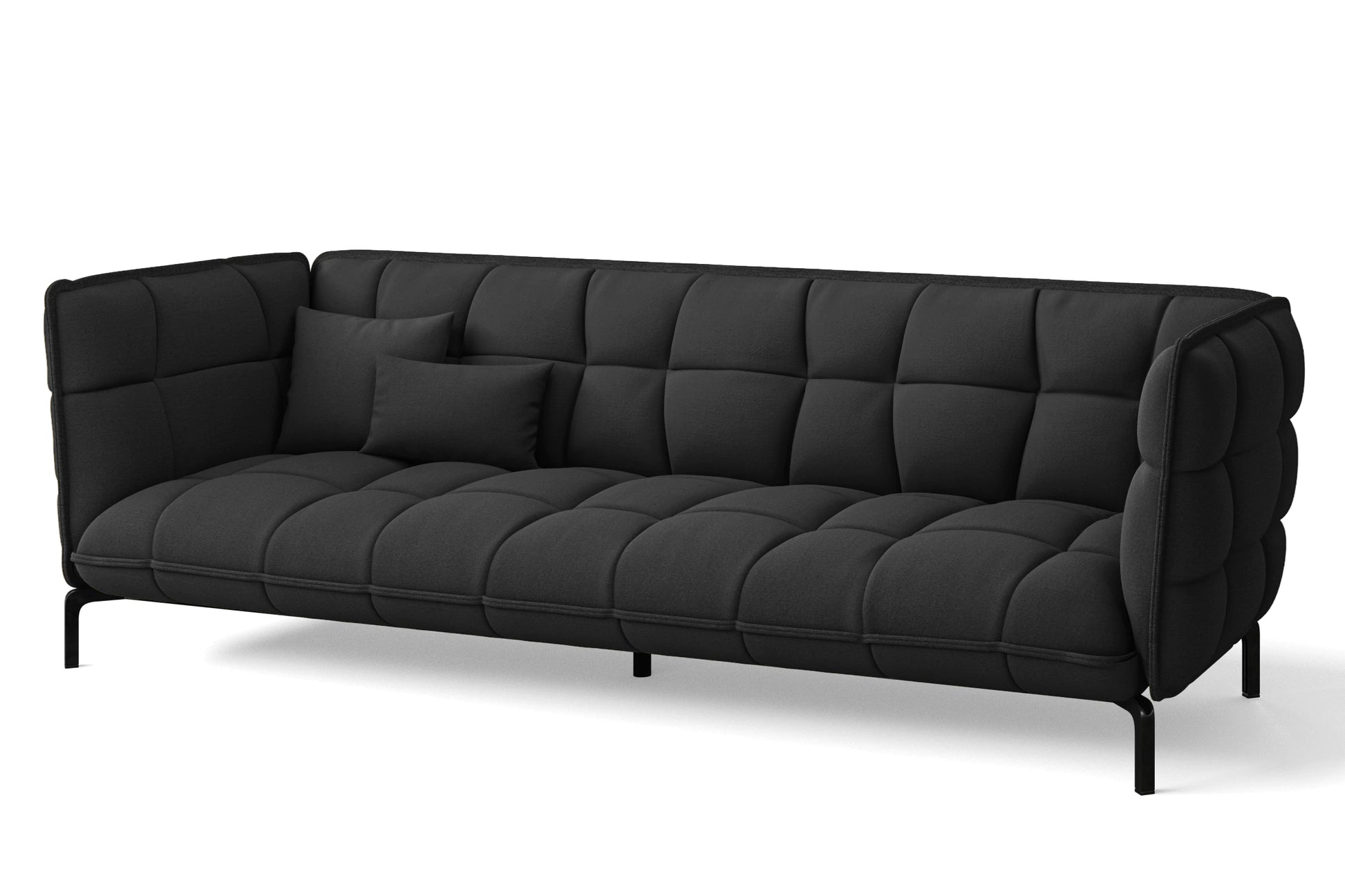 Modica 4 Seater Sofa Black Linen Fabric