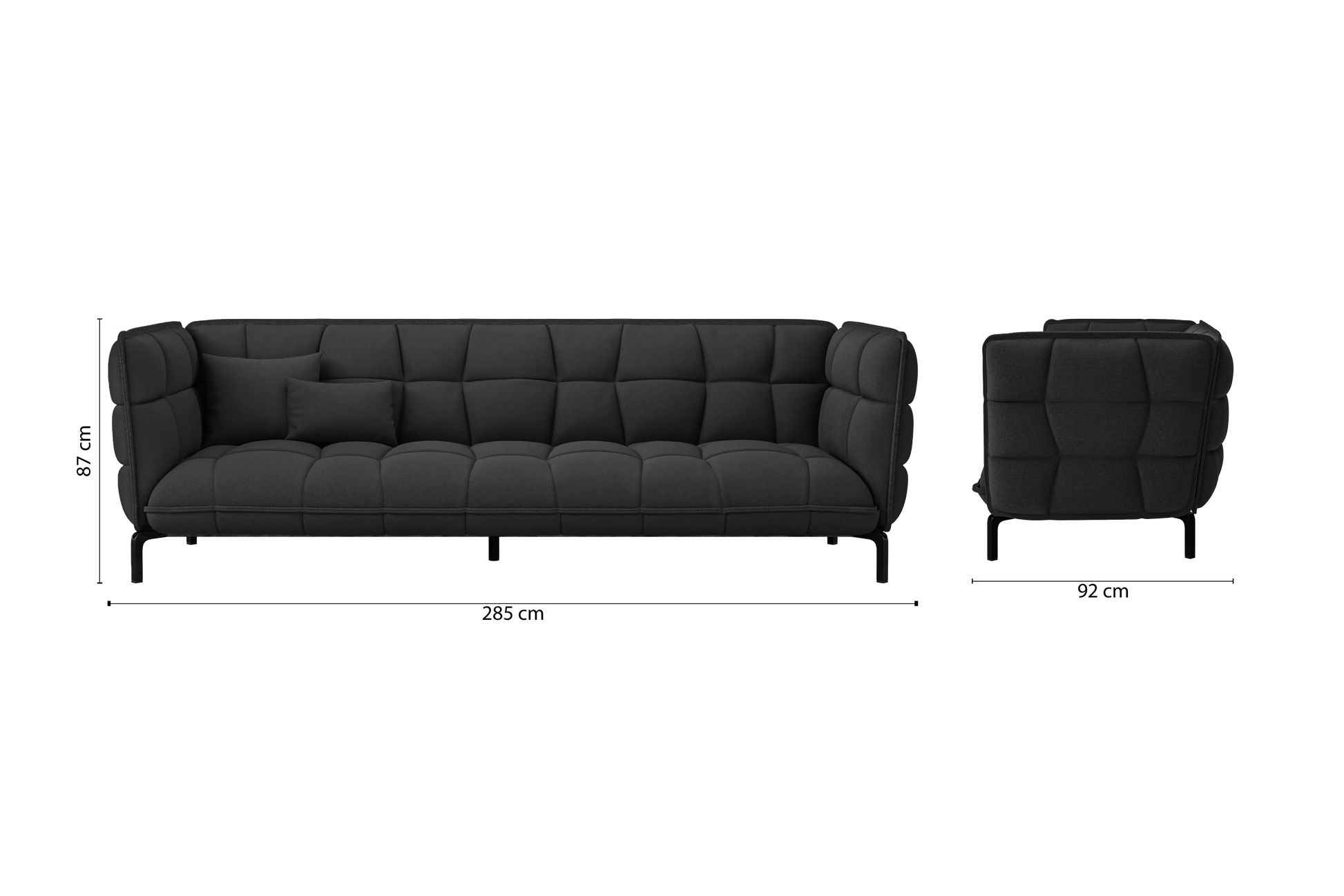 Modica 4 Seater Sofa Black Linen Fabric