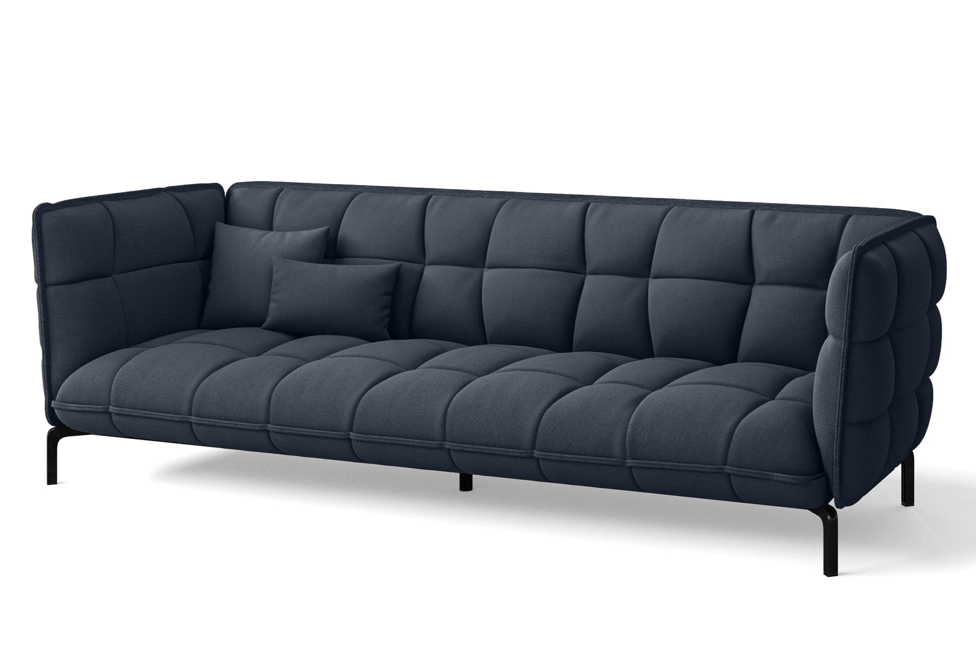 Modica 4 Seater Sofa Dark Blue Linen Fabric