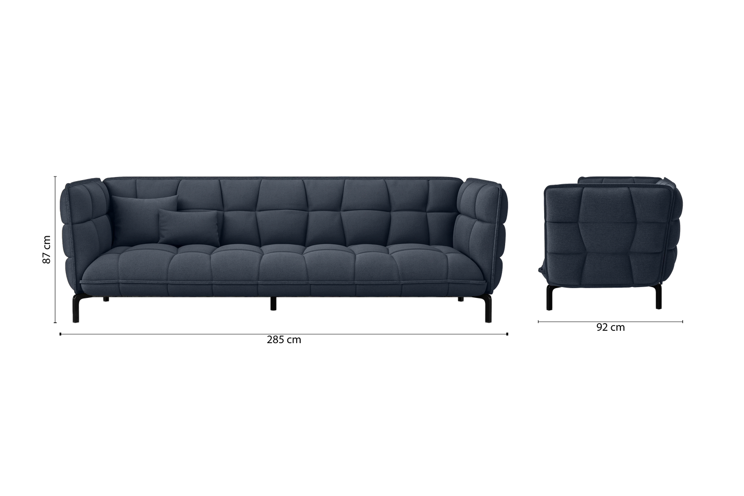 Modica 4 Seater Sofa Dark Blue Linen Fabric