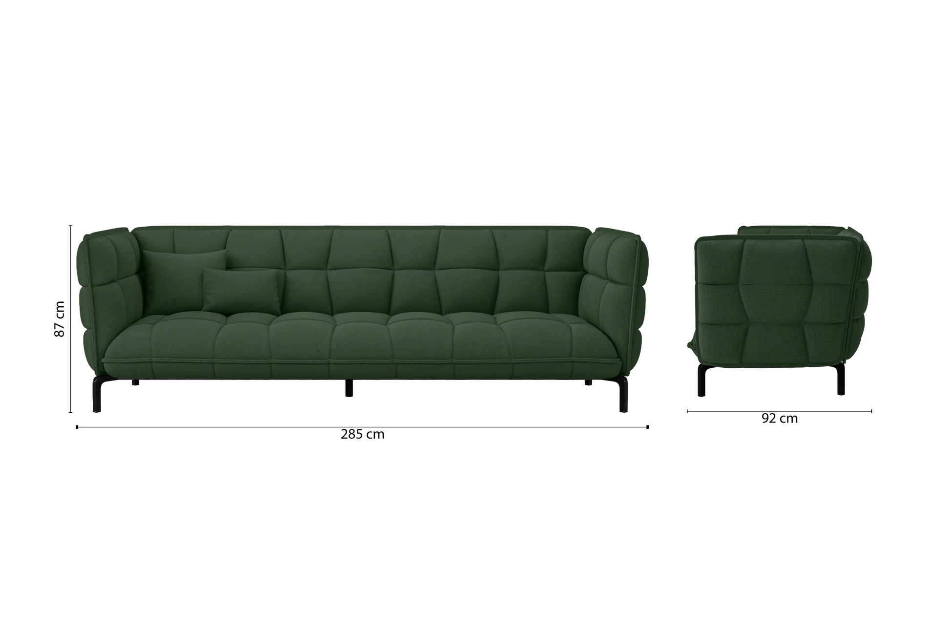 Modica 4 Seater Sofa Forest Green Linen Fabric