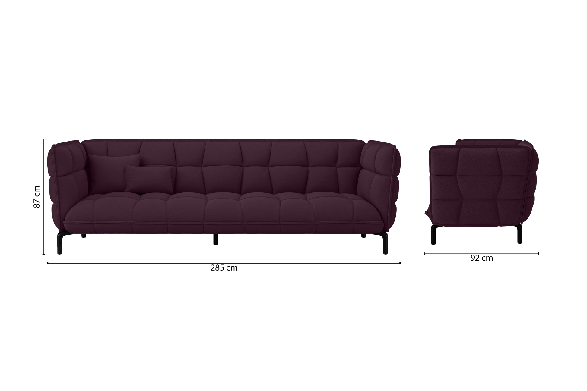 Modica 4 Seater Sofa Purple Linen Fabric