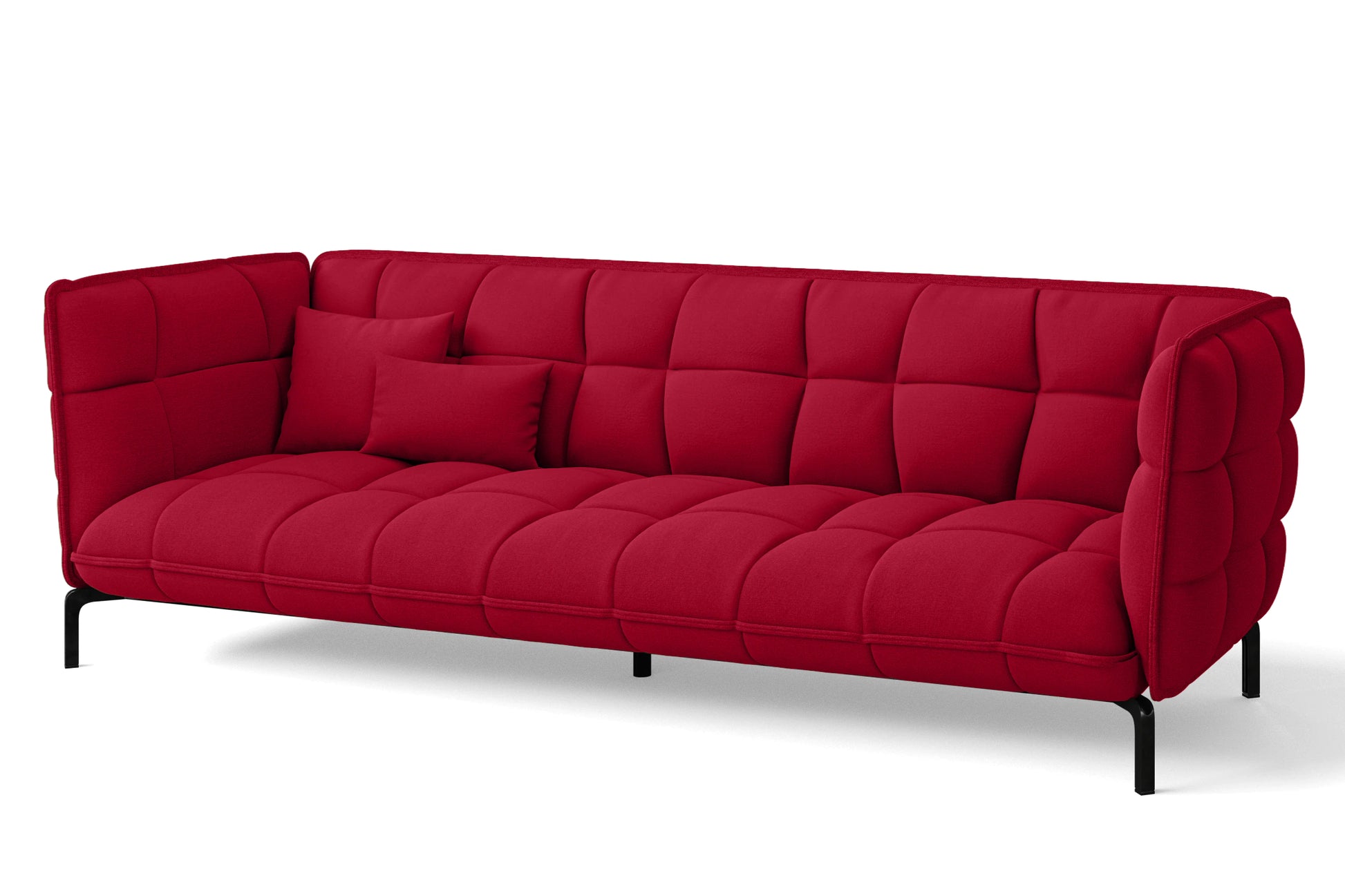 Modica 4 Seater Sofa Red Linen Fabric