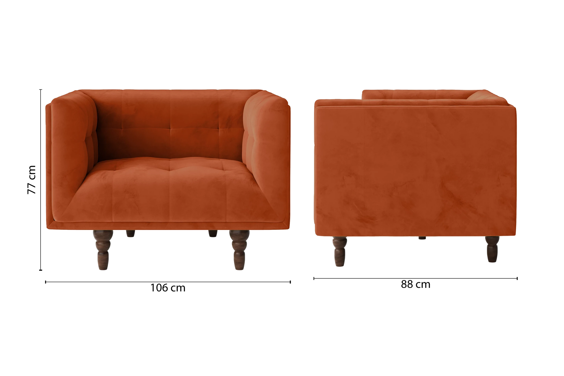 Nahant Armchair Orange Velvet