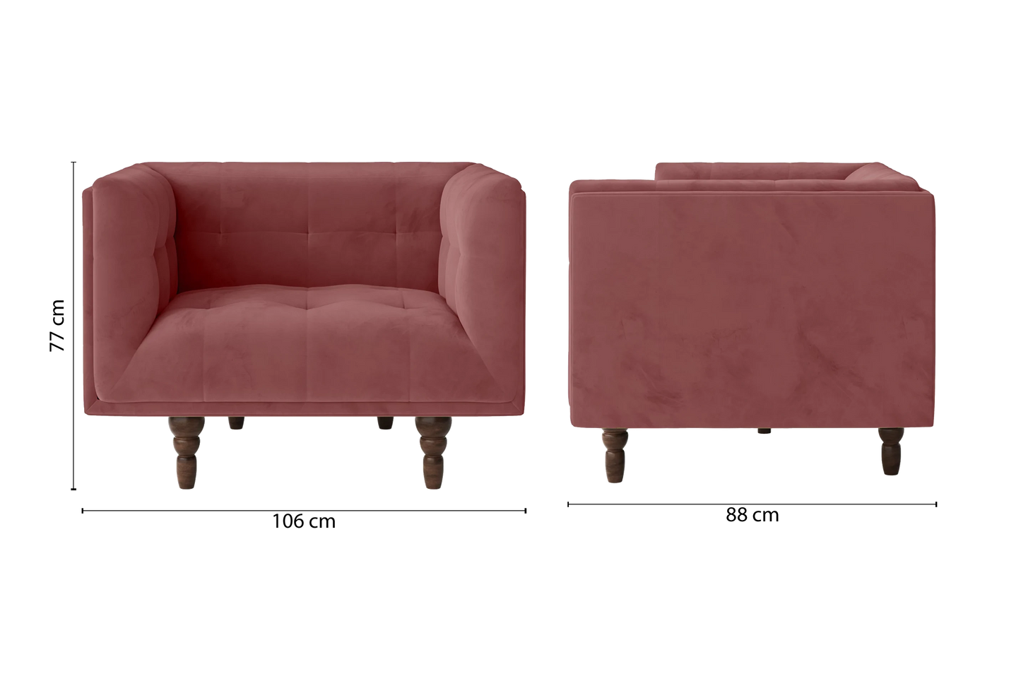 Nahant Armchair Pink Velvet